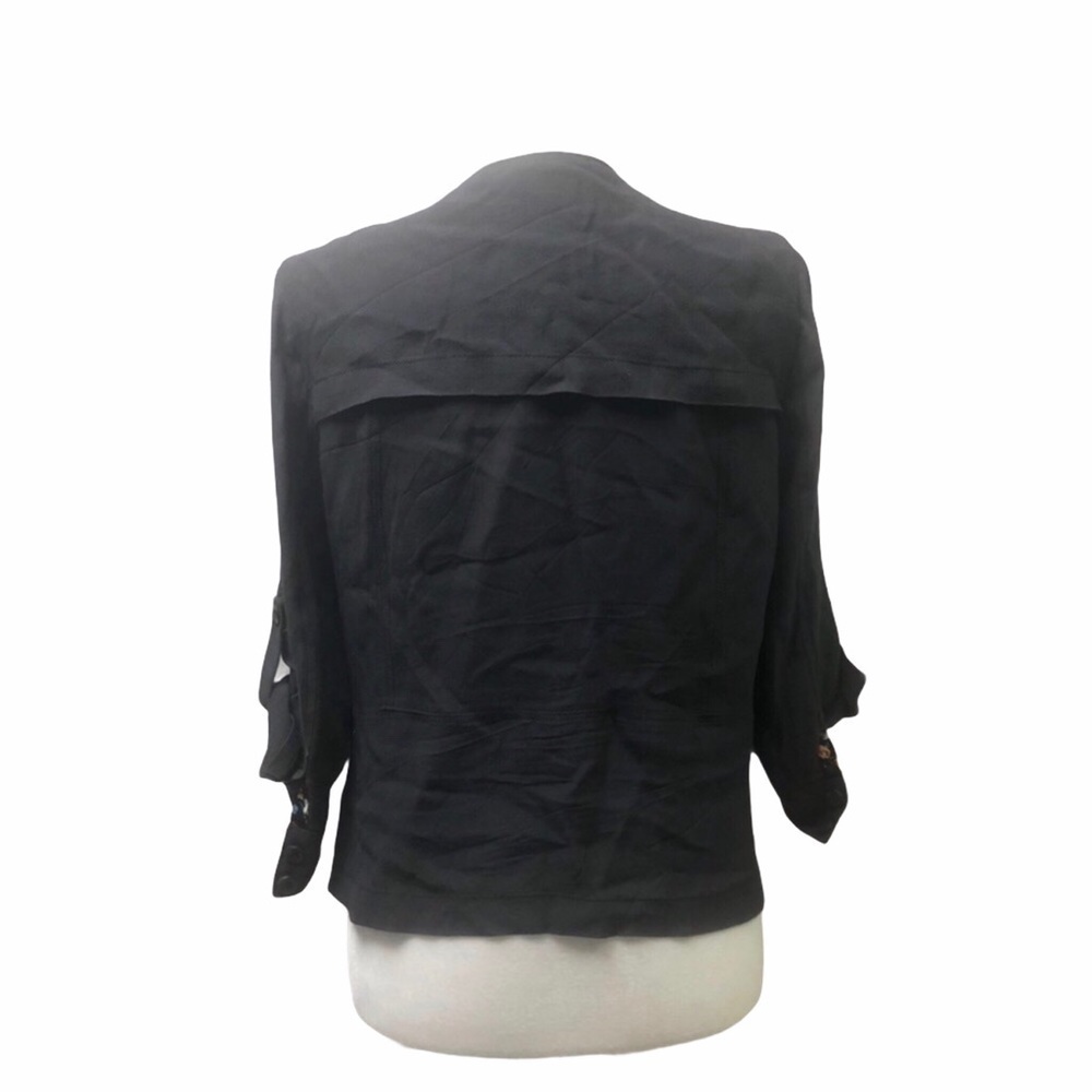 Elevenses Anthropologie Eudora Gray Draped Blazer Coat Size Medium Open Front - Picture 2 of 5